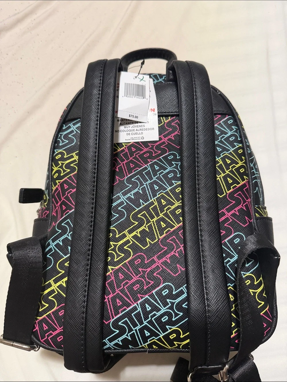 Loungefly Black Mini Backpack with Neon Star Wars Logo Print